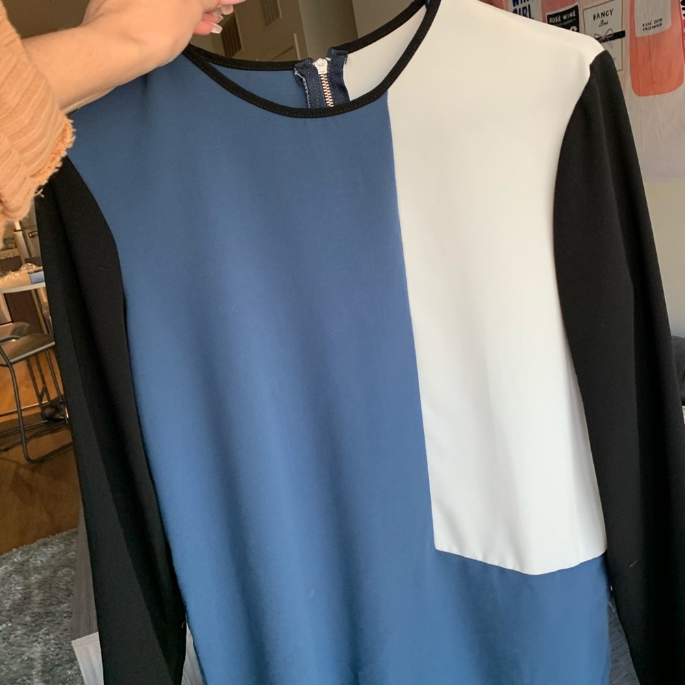 Color Block Long Sleeve Blouse